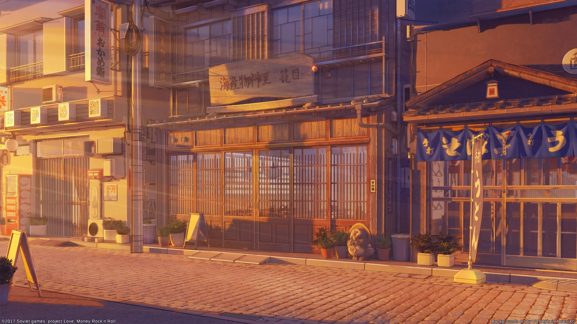 Restaurant street sunset by arsenixc