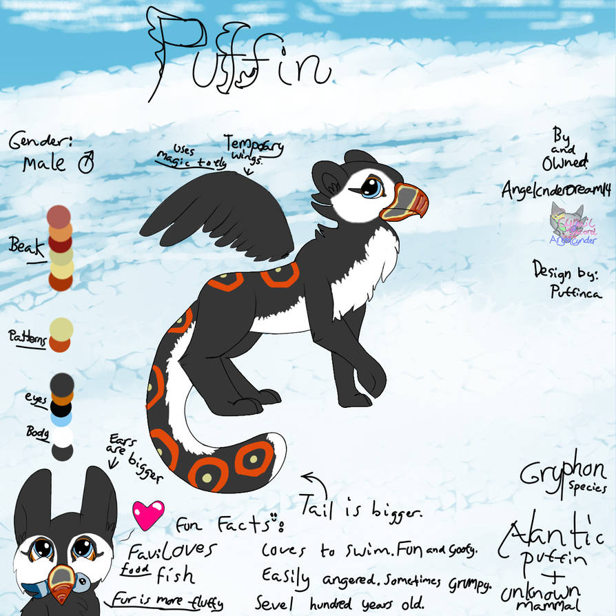 Puffin Gryphon reference My new baby by AngelCnderDream14