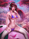 Dva in Hanamura Bikini ver by Emerald--Weapon