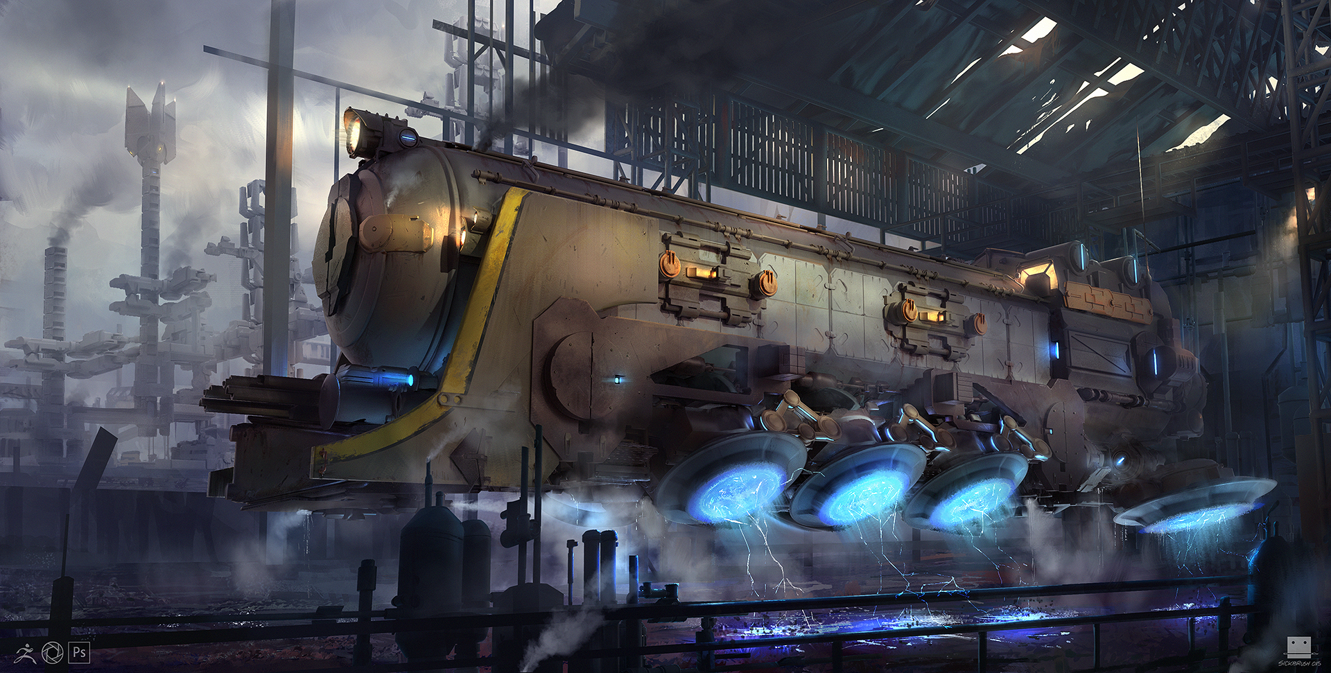 Titan steam hovertrain by Sickbrush