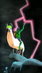 King Of The Trolls On His Mighty Battle Llama. by marcony