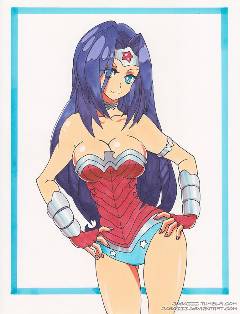 Wonder Woman marker pin up marker drawing by JoeOiii