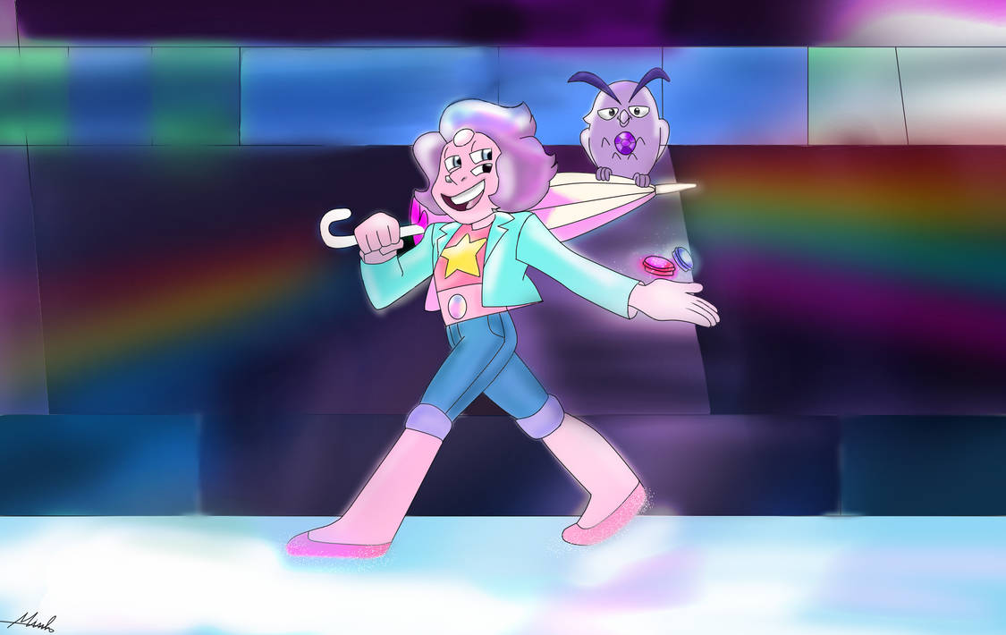 I loved this fushion  Rainbow Quartz 2.0 - Steven universe  another art:   Rainbow Quartz 2.0