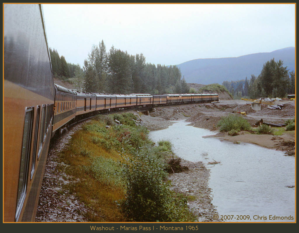 Washout in Marias Pass by classictrains
