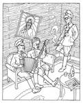 Bolsheviks playing music while occupying a house by the-black-cat