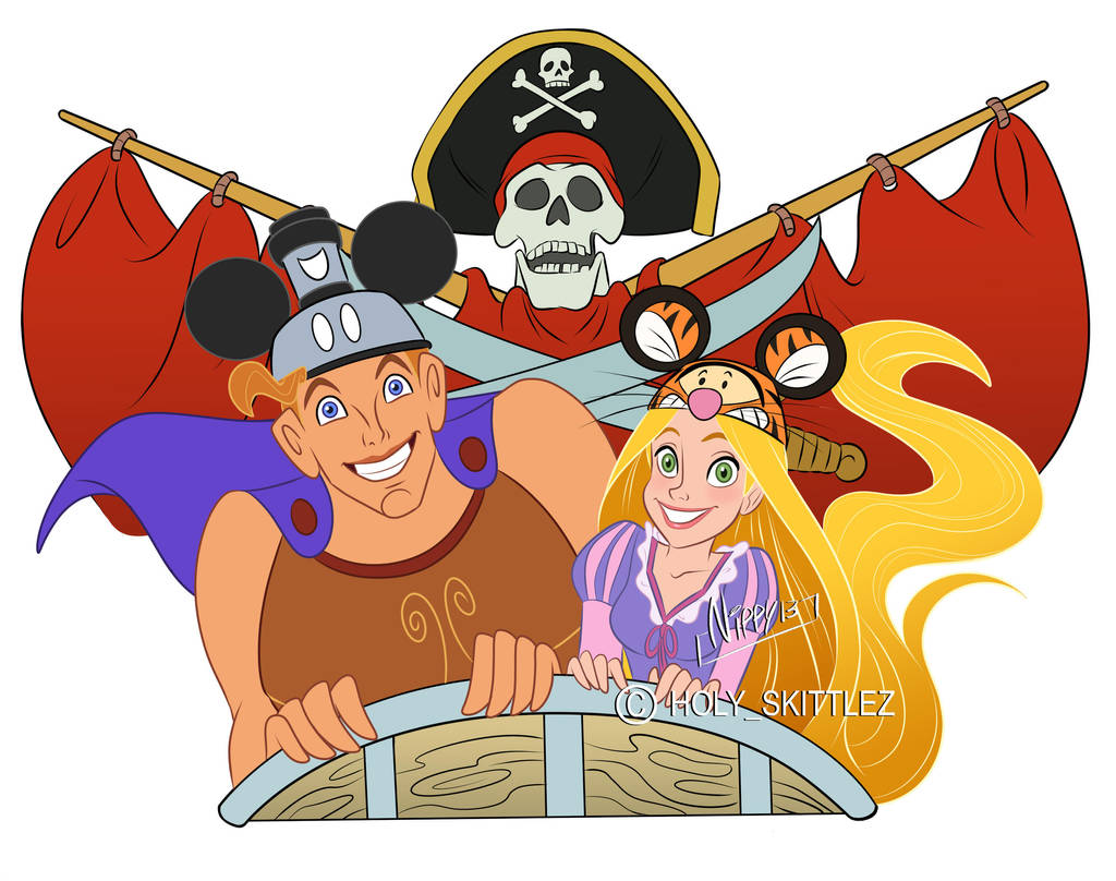 Punzie and Herc riding by Nippy13