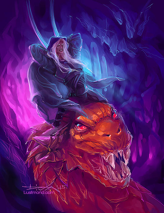 Drizzt Do'Urden and Basilisk by CurlyJul