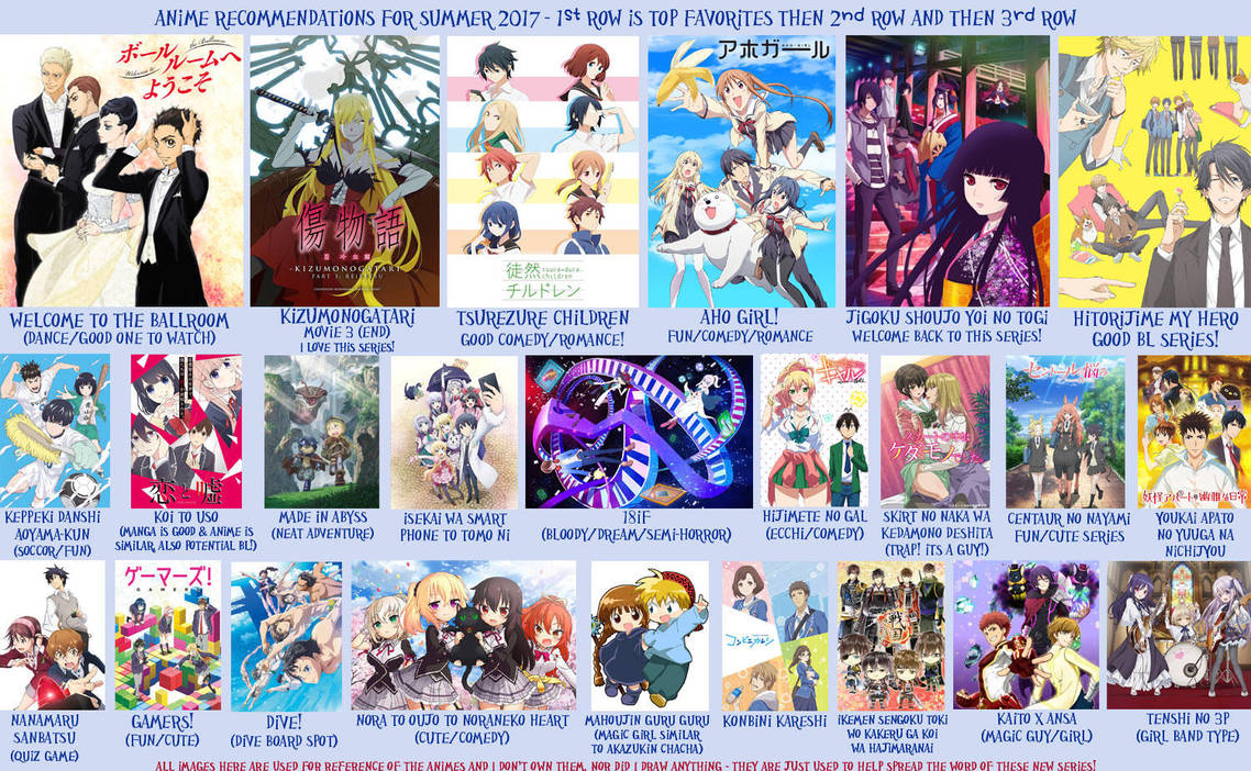 Anime Recommendations For Summer 2017 By Luffynotomo On Deviantart