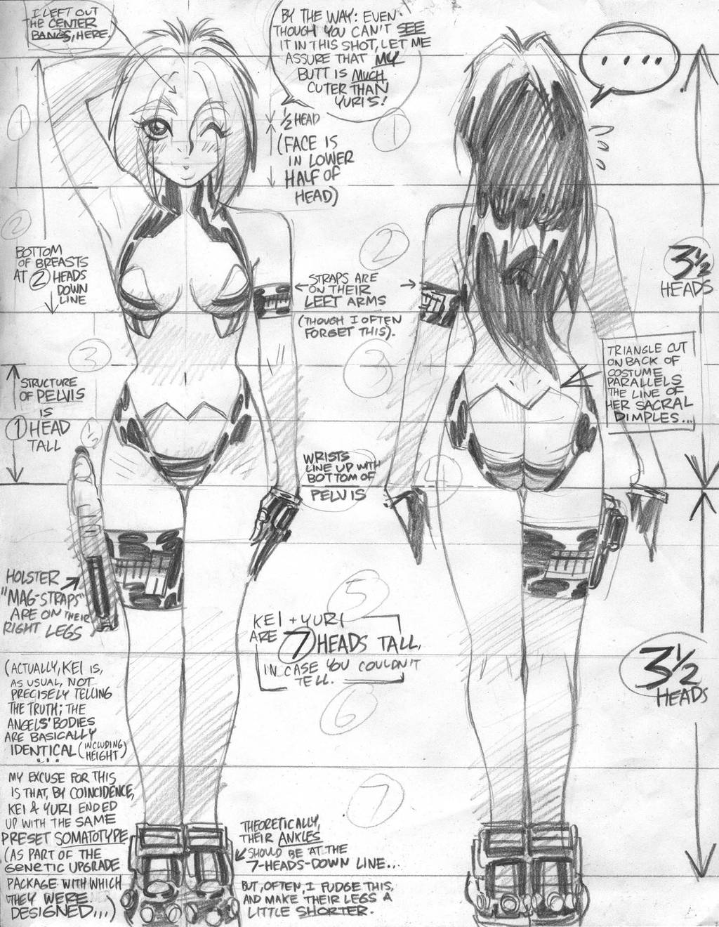 DIRTY PAIR model sheet, circa '98 by AdamWarren