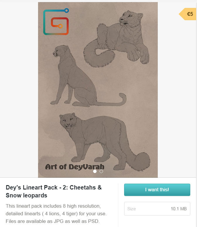 Lineart Pack 2 Snow Leopards and Cheetahs by DeyVarah