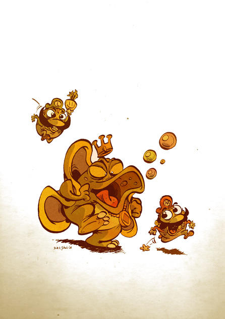 Little Wart attacks Mario by Themrock