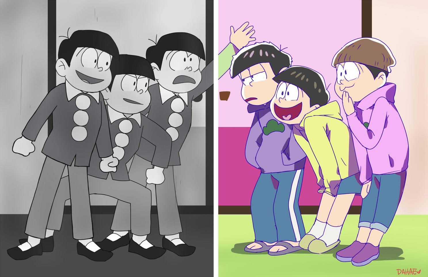 1966 vs 2015 - Osomatsu-san by dahae1014