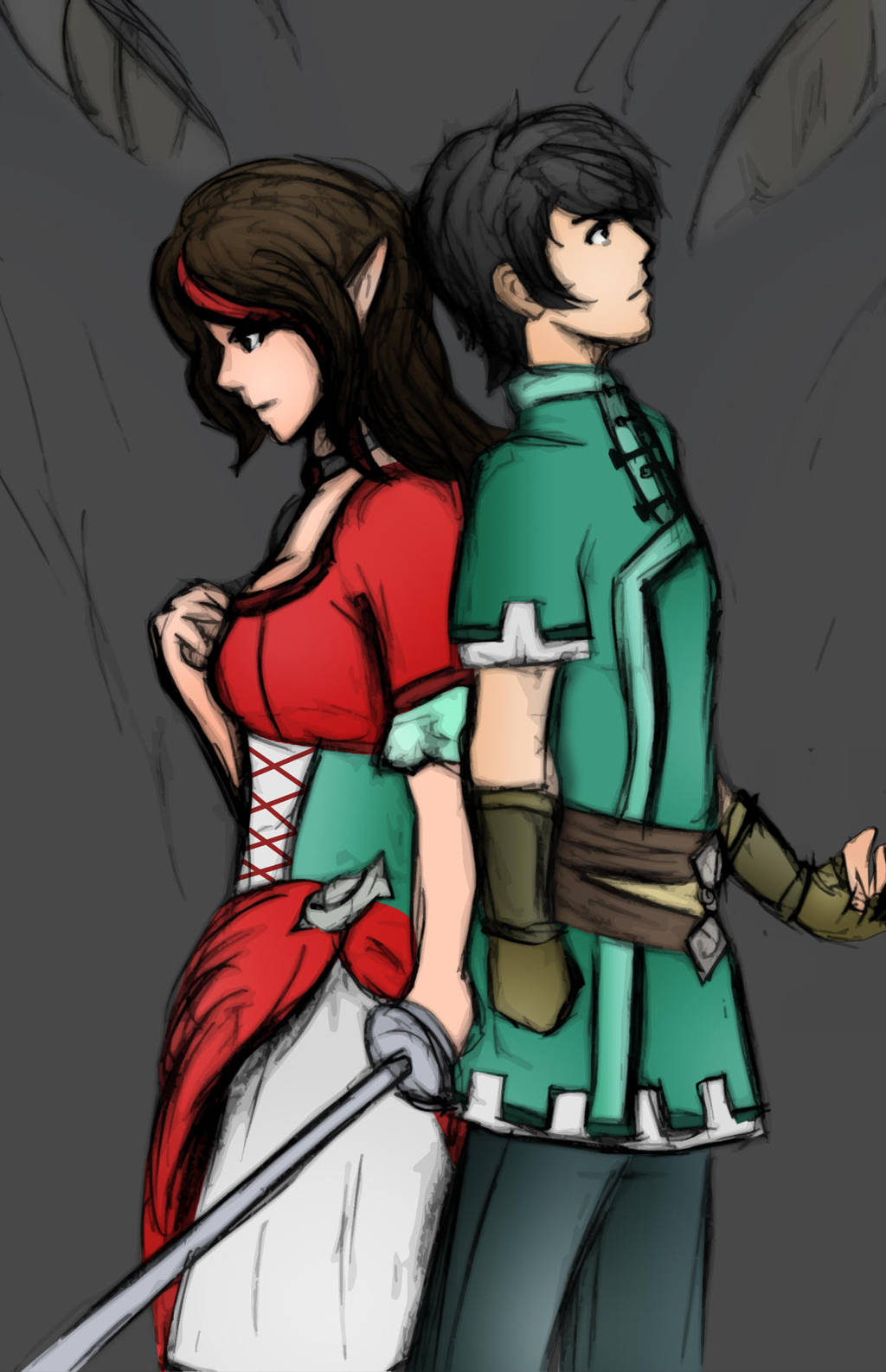 Aelwen and Gerel (Dragon Queen: Scarlet Reign) by CaiusNelson