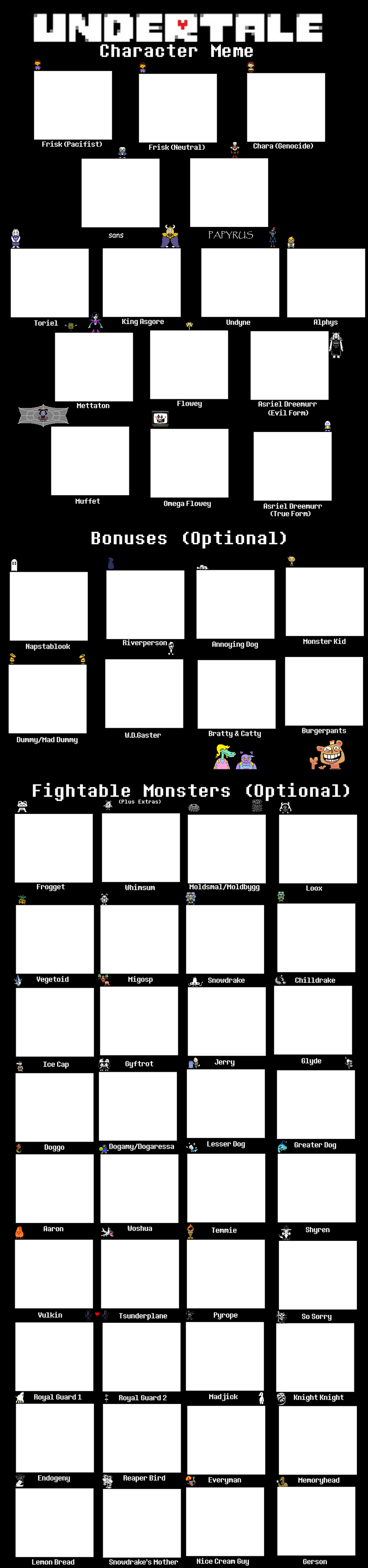 Undertale Character Meme Template (HUGE UPDATE) by Stocking-Star