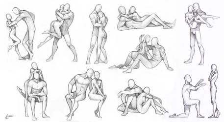 Couples - poses chart by AonikaArt