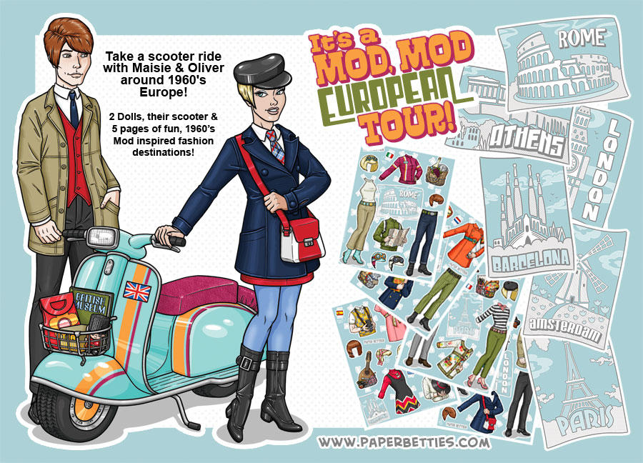 Paper Betties Promo - Mod Mod Scooter Paper Dolls by Shannanigan