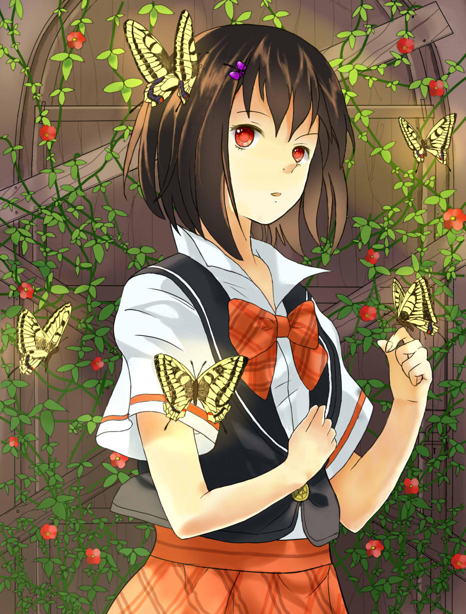 Girl and Golden Butterflies by 53rdturtle