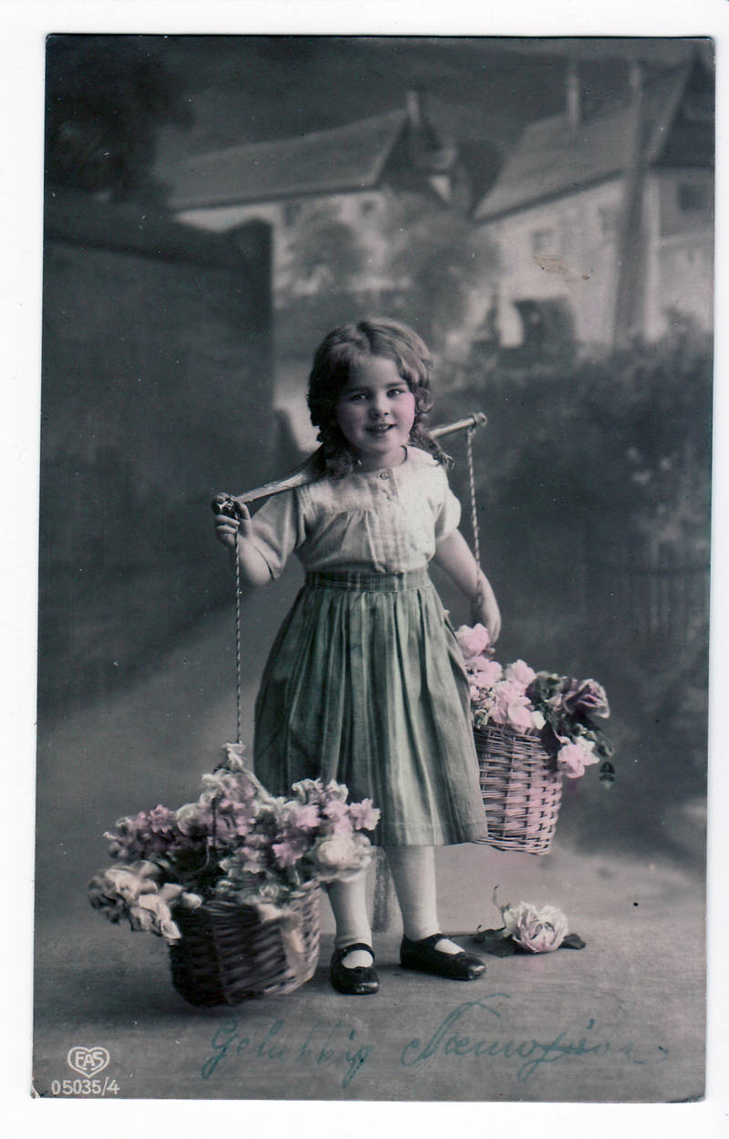 vintage - child and flowers by Meltys-stock