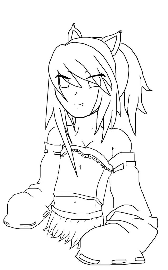 Anime Girl Cat Kimchilko Chan Uncolored By Zarondoel On Deviantart