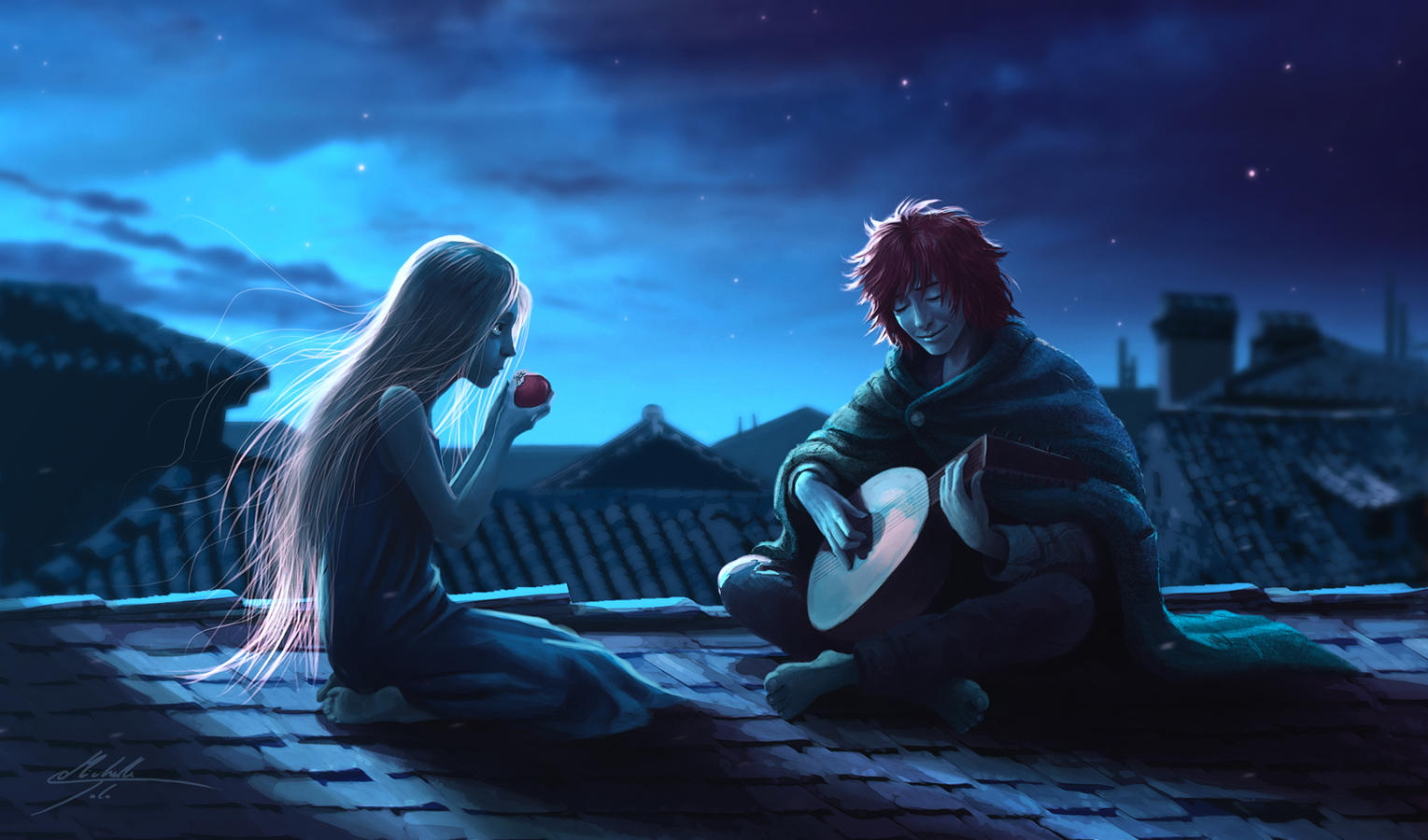 Auri and Kvothe by Manweri