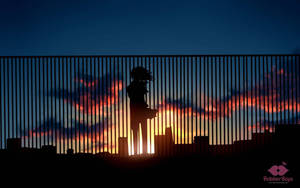 Art-sunset-sky-clouds-city-girl by salsid