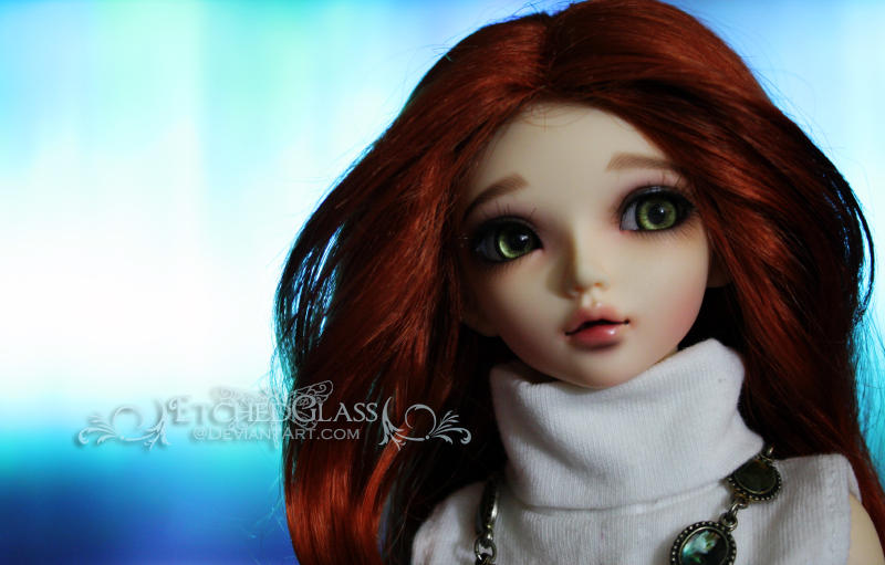 Redhead on Blue by etchedglass