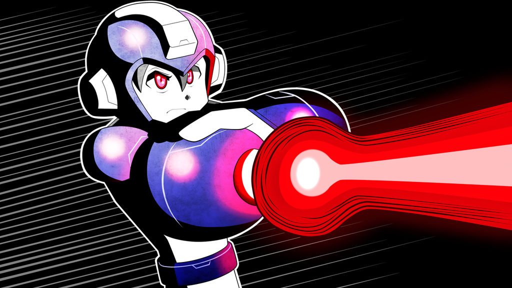 Mega Man Redux Visual Novel CG Mega Man Fires by JusteDesserts