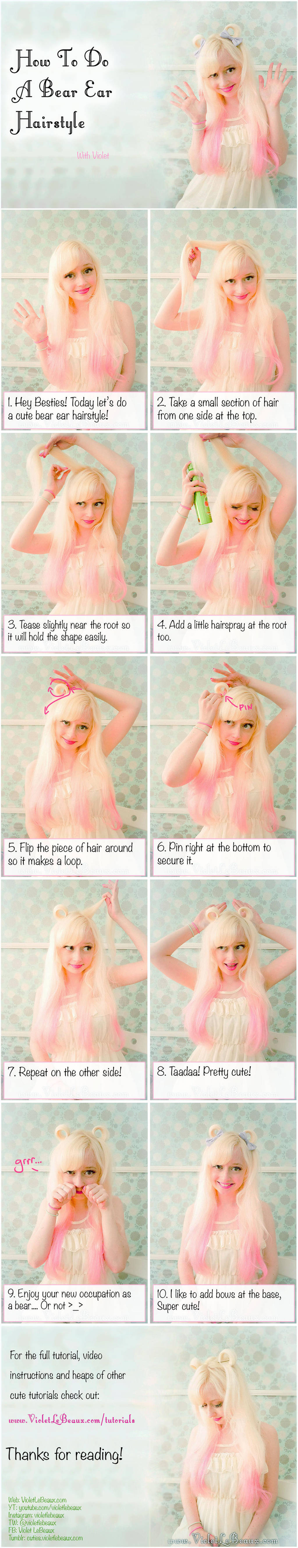 Bear Ears Hair Style Tutorial by VioletLeBeaux
