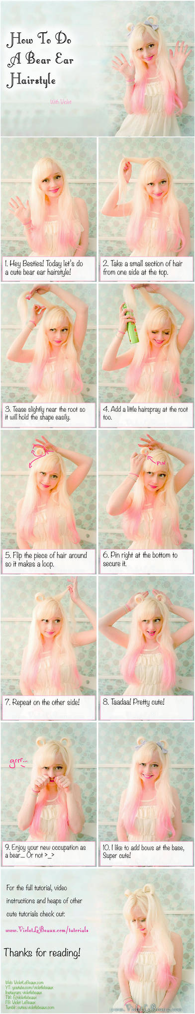 Bear Ears Hair Style Tutorial by VioletLeBeaux
