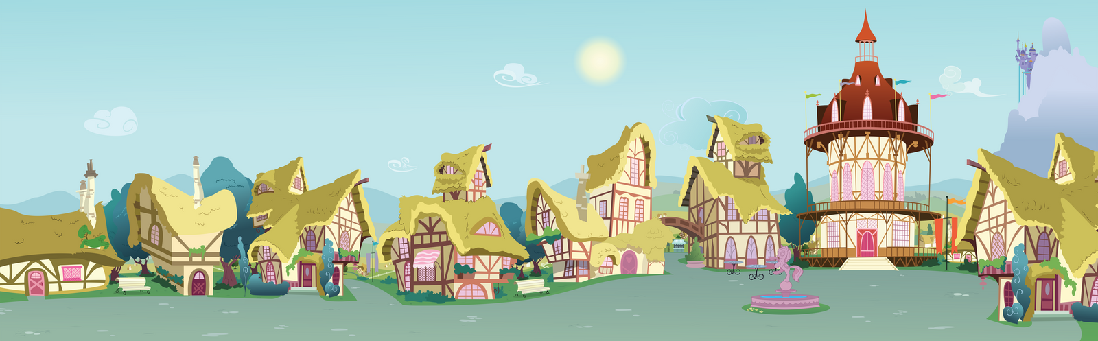 Ponyville Street to Town Center by BonesWolbach