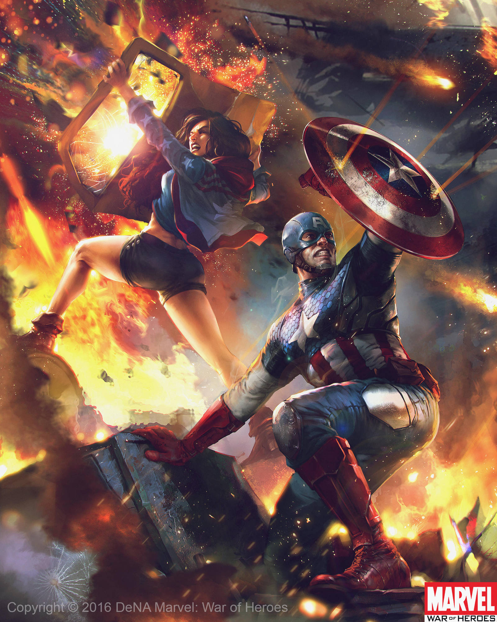 Captain America and America Chavez Evo2 by Denstarsk8