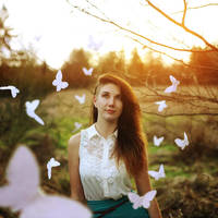 You give me paper butterflies. by saratheresee