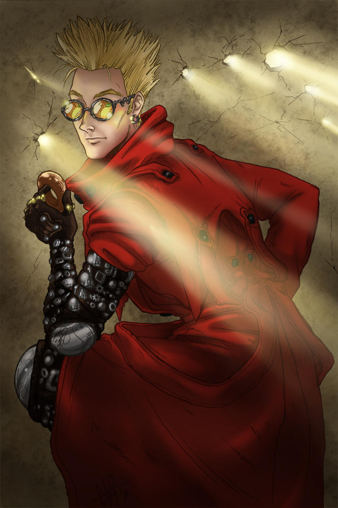 A tall, blond man in a red coat by IlMostroDeiDesideri