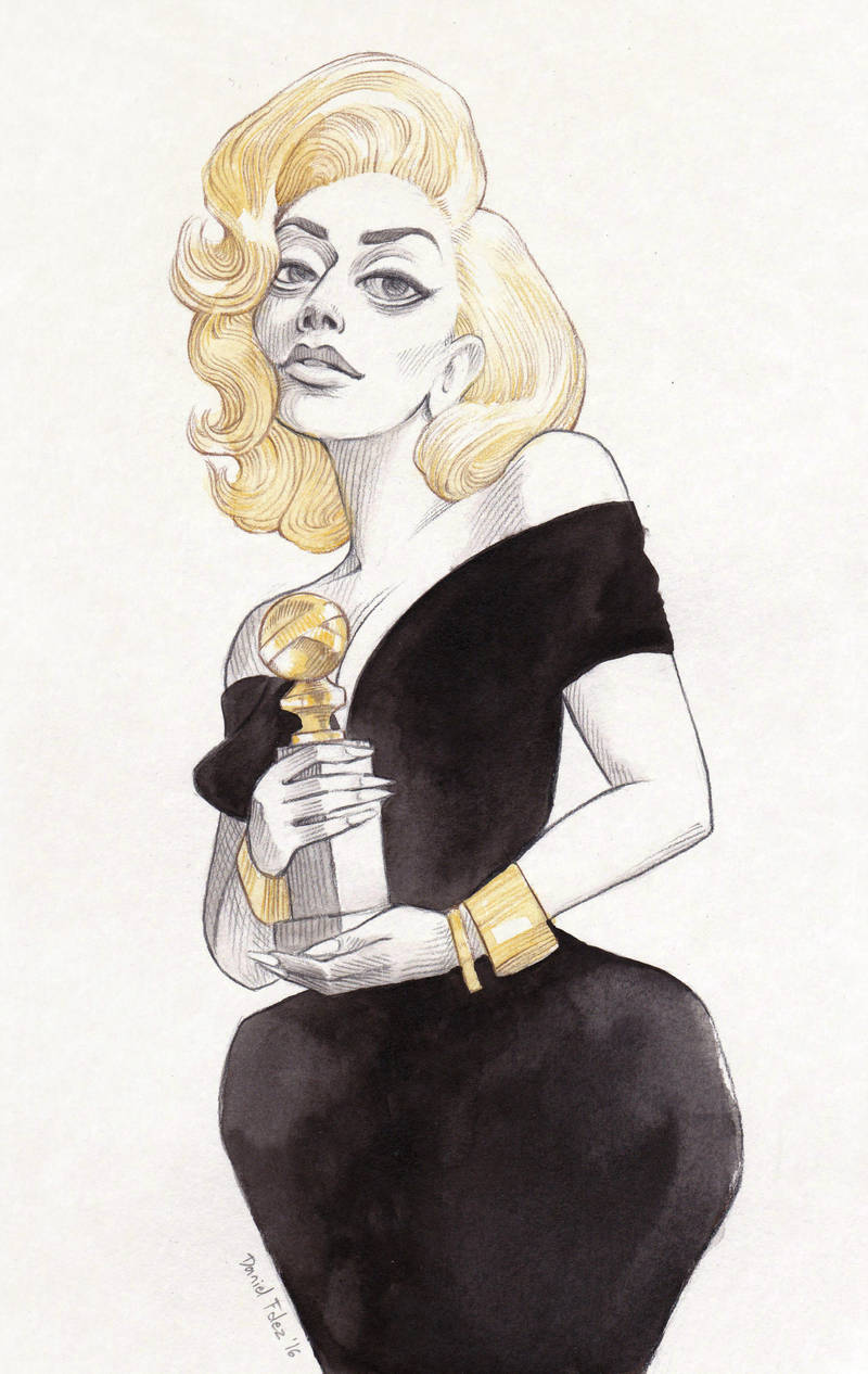 Gaga with her Golden Globe by DibuMadHatter