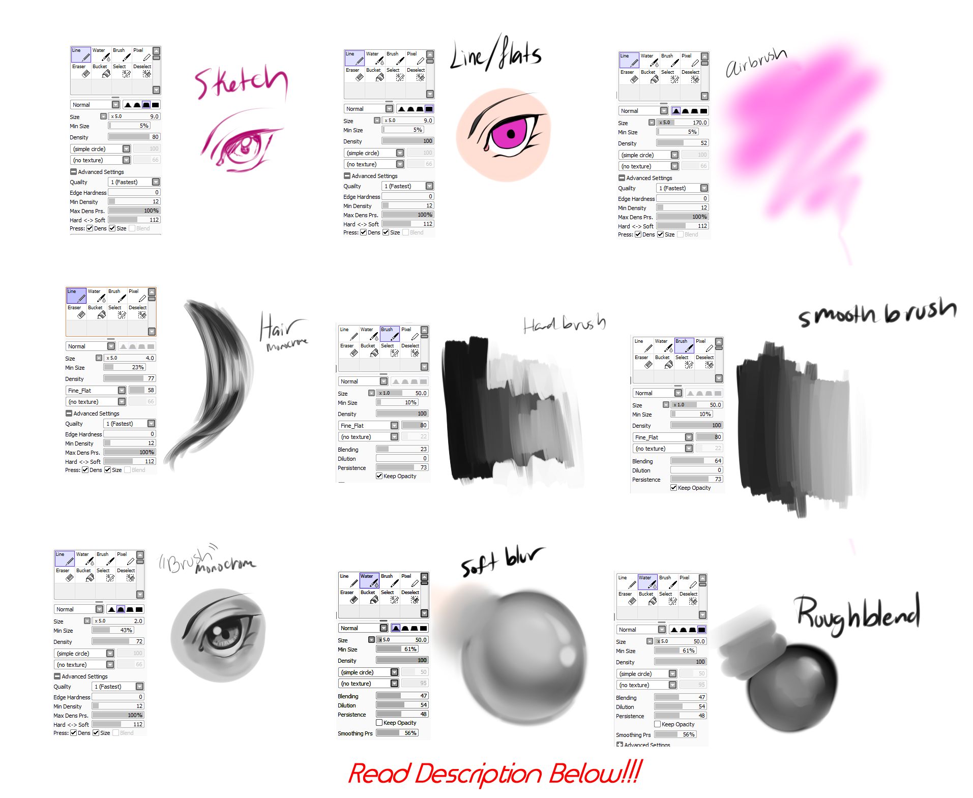 Bekkomi's Paint Tool Sai Brush Settings by bekkomi