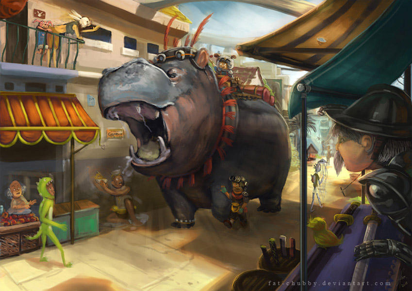 Hippo at market by fandygembuk