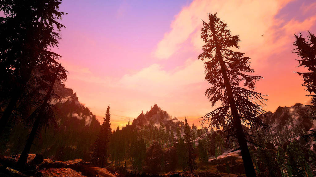 Screenshot - Skyrim sunset at the mountain by Jacks-Gaming-Room on