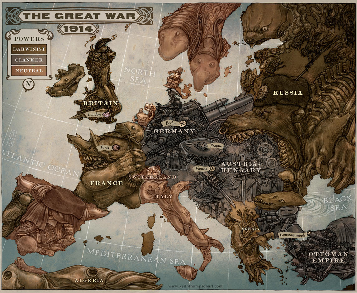 Caricature Map of Europe 1914 by Keithwormwood