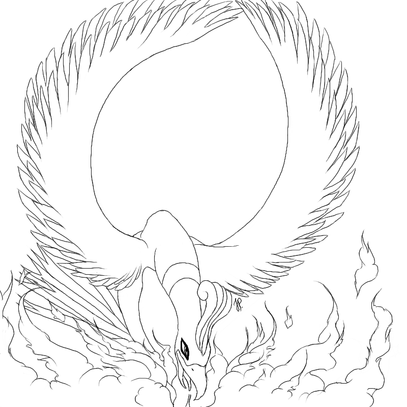 Ho-oh Used Fireblast - Lineart by FieryWithin