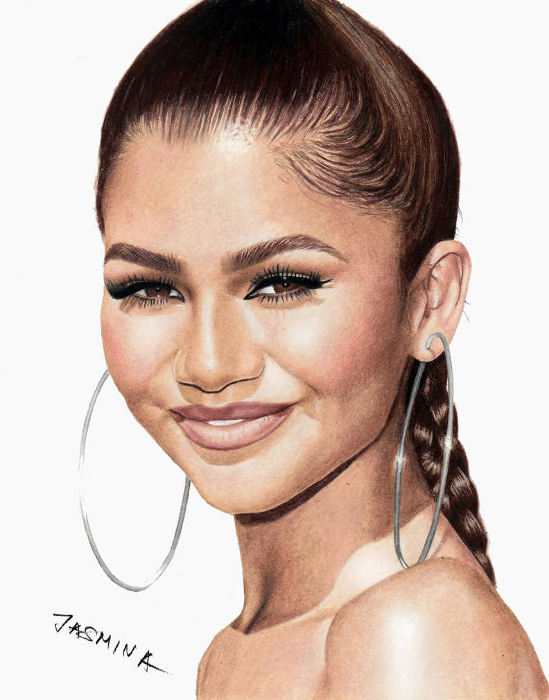 Colored pencil drawing of Zendaya by JasminaSusak on