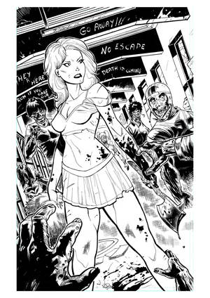 Zombie Vs Cheerleader cover inks by xavor85 Zombie Vs Cheerleader cover inks by xavor85