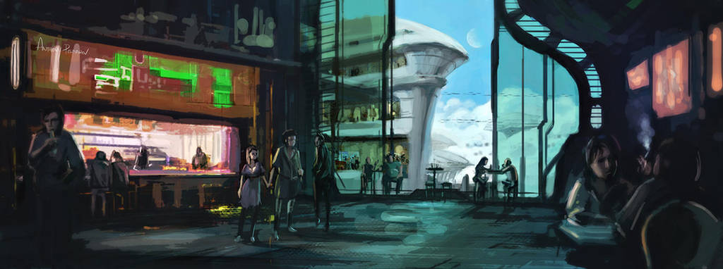 SciFi Cafe Concept by AnthonyPismarov