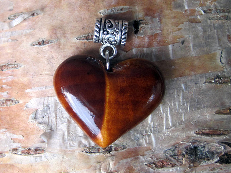 Wooden heart pendant. Made out of birch burl. by JonasOlsenWoodcraft on