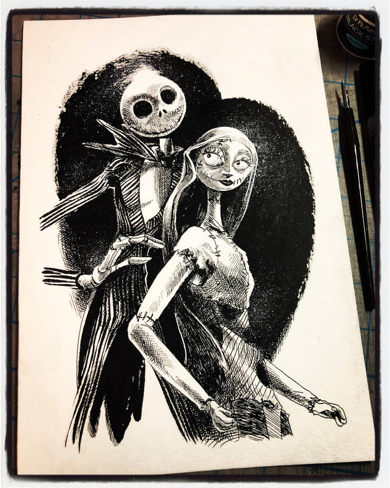 Inktober 2018 Day XXXI - Jack and Sally by B3NN3TT