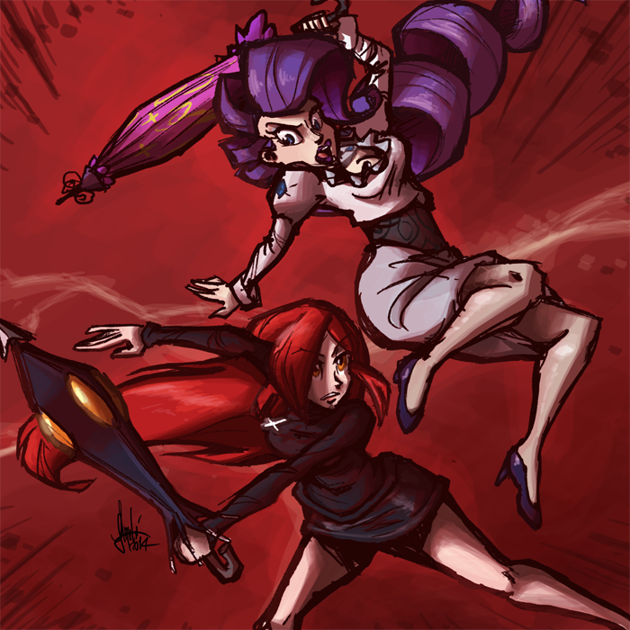 Rarity Vs Parasoul by TheArtrix