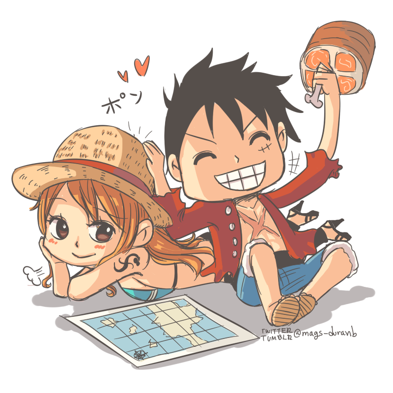 Luffy and Nami by kala-k