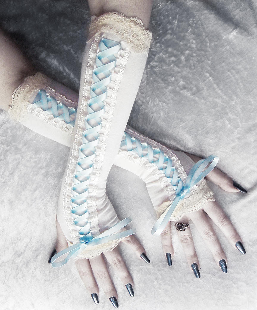Mad Maiden Victorian Corset Laced Up Arm Warmers by ZenAndCoffee