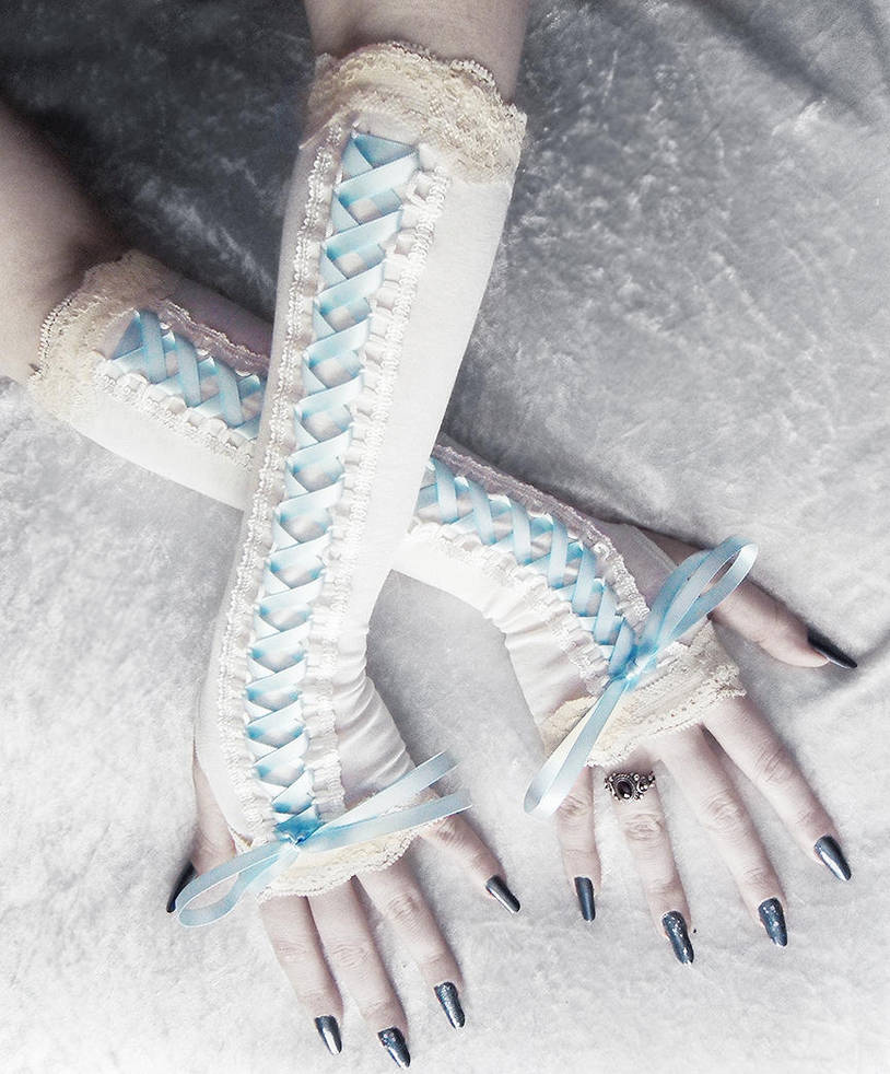 Mad Maiden Victorian Corset Laced Up Arm Warmers by ZenAndCoffee