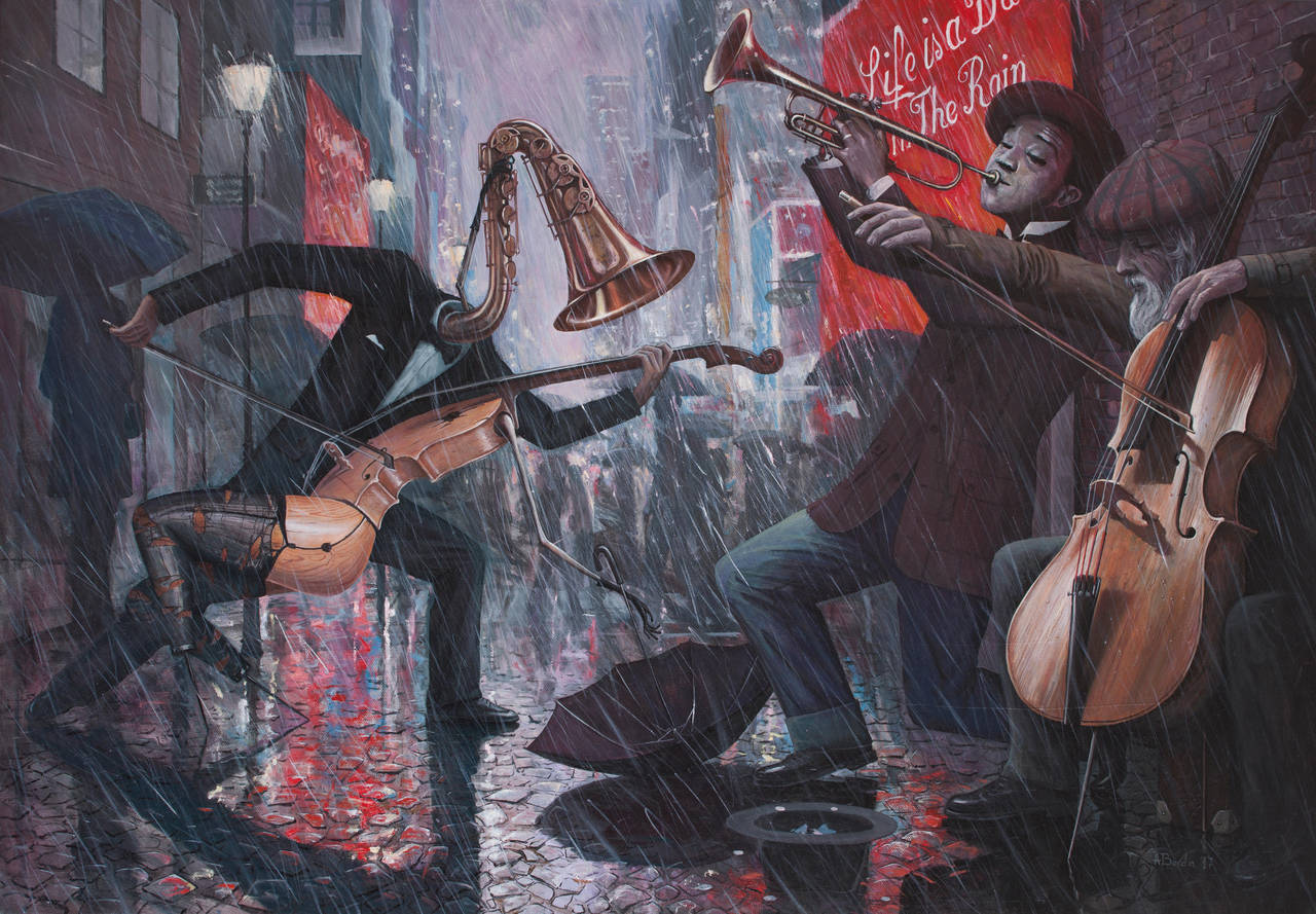 Learning to Dance in The Rain - oil painting by borda