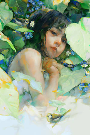 Little Girl in Garden by xnhan00 Little Girl in Garden by xnhan00